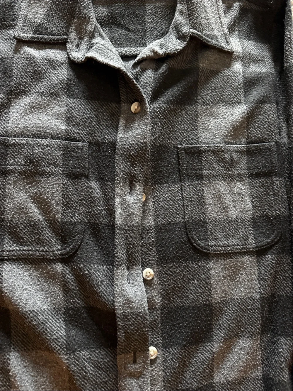 Woman’s Black & Gray Plaid Button-Up Jacket Shirt